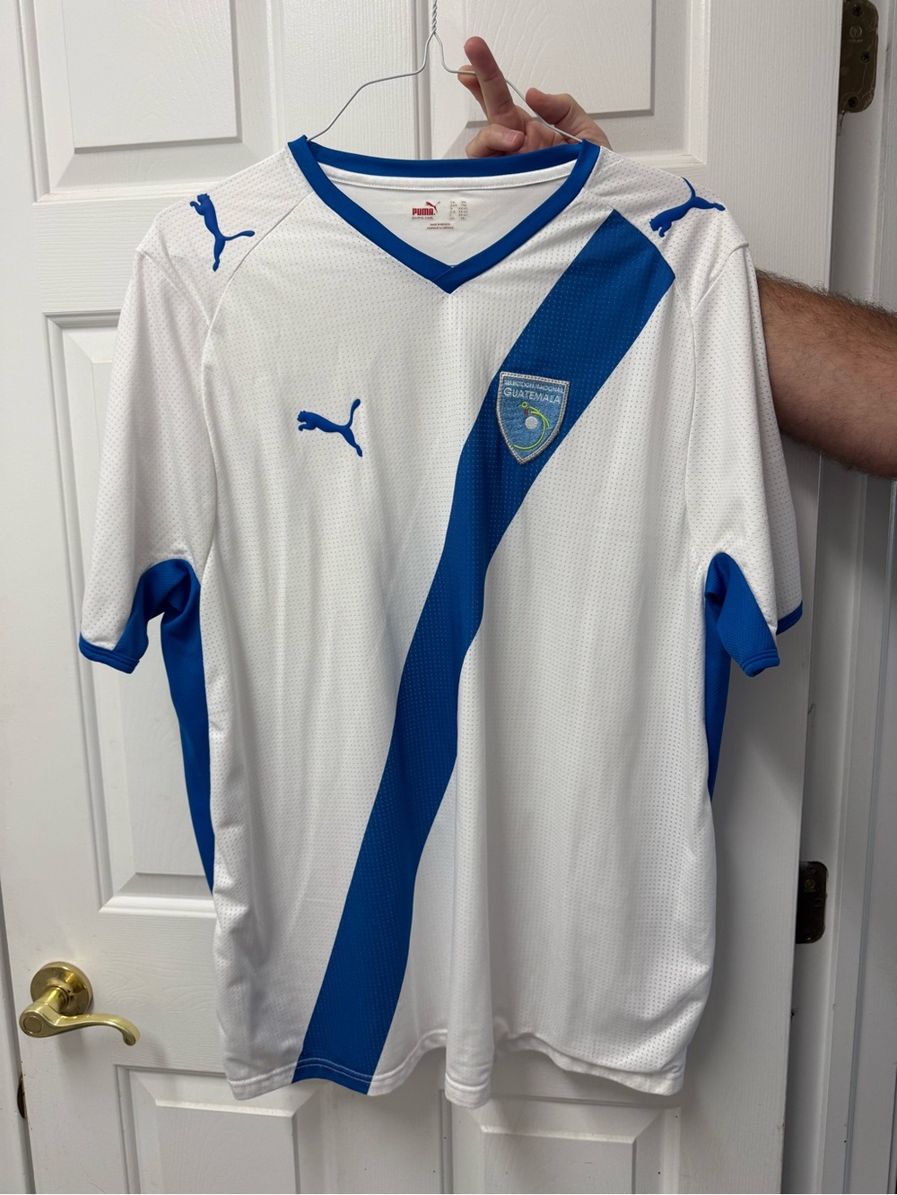 Puma White Jersey with Blue Diagonal Sash